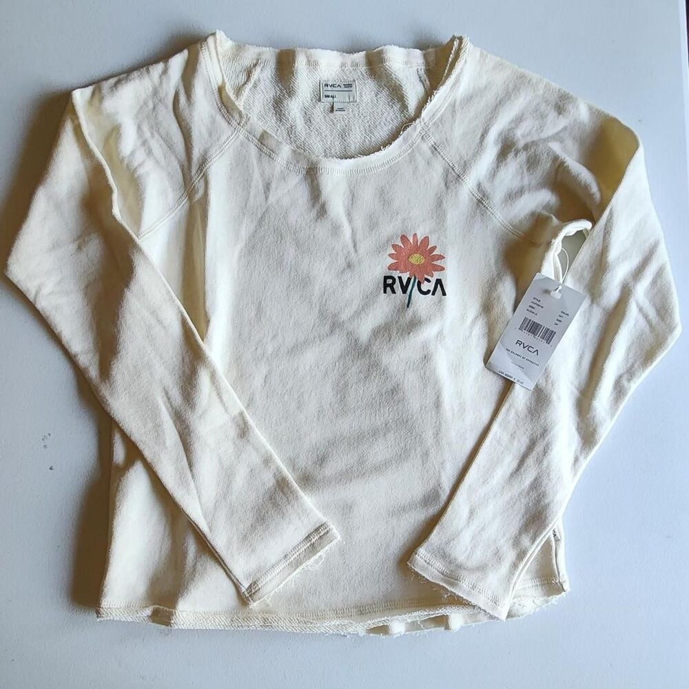 Rvca Women's Cream and White Jumper